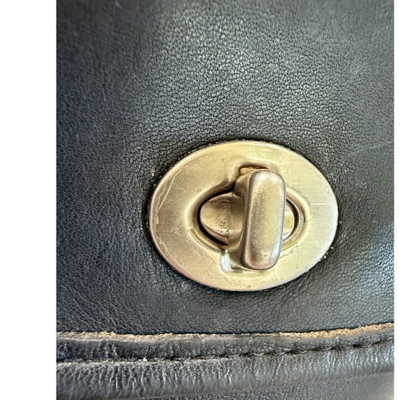 Vintage Coach Small Daypack Black Leather Drawstring Backpack Bag Nickel 9960 main image 4